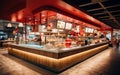 food court self serve cafe hawker centre interior Generative AI