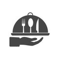 Food cover vector icon, Food Serving Tray Platter Icon