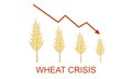 Food crisis. Bread shortage. A graph of decreased harvest wheat. Wheat crisis.