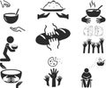 Food crisis icon, food insufficient black vector icon set