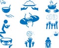 Food crisis icon, food insufficient blue vector icon set