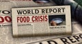 Food crisis news, famine and hunger disaster retro newspaper illustration