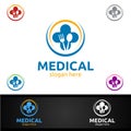 Food Cross Medical Hospital Logo for Emergency Clinic Drug store or Volunteers