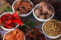Food and cuisine ingredients,Colourful various herbs and spices for cooking,Indian spices,rotation all indian spices on wooden