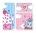 Food cute cupcakes love heart cards cartoon