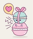 Food cute sweet macaroons with ribbon love cartoon