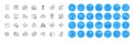 Food delivery, Car travel and Flights application line icons pack. For web app. Color icon buttons. Vector