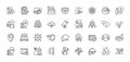 Food delivery, Chemistry atom and Technical documentation line icons pack. For web app. Line icons. Vector