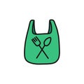 Food delivery doodle icon, vector illustration