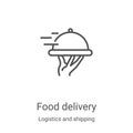 food delivery icon vector from logistics and shipping collection. Thin line food delivery outline icon vector illustration. Linear
