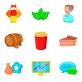 Food delivery icons set, cartoon style Royalty Free Stock Photo