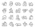 Food Delivery icons set. Editable vector stroke. Royalty Free Stock Photo