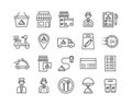 Food delivery line icons. Vector illustration included icon. Royalty Free Stock Photo