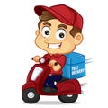 Food delivery man delivering food on scooter Royalty Free Stock Photo