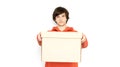 Food delivery. A man in holds a box. isolate copy space Royalty Free Stock Photo