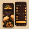 Food delivery mobile app kit template Material Design, UI, UX and GUI Screens. Login, Find Stores, delivery option