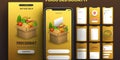 Food delivery mobile app kit template Material Design, UI, UX and GUI Screens. Login, Find Stores, delivery option