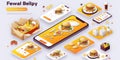 Food delivery mobile app kit template Material Design, UI, UX and GUI Screens. Login, Find Stores, delivery option Royalty Free Stock Photo