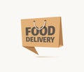 Food delivery service isolated vector icon. Shopping bag like pointer. Logo of goods shipping on white background