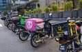 Food delivery service rider using motorcycle