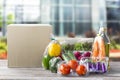 Food Delivery service: Vegetable delivery at home online order f Royalty Free Stock Photo