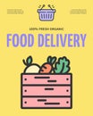 Food Delivery Vertical Placard Poster Banner Card Template. Vector