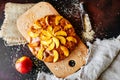 Food, dessert, pastries, pie. Tasty beautiful apple pie Royalty Free Stock Photo