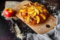 Food, dessert, pastries, pie. Tasty beautiful apple pie Royalty Free Stock Photo