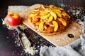 Food, dessert, pastries, pie. Tasty beautiful apple pie Royalty Free Stock Photo