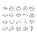 food dessert snack menu icons set vector Royalty Free Stock Photo