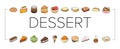 food dessert snack menu icons set vector