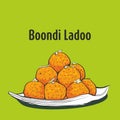 Traditional boondi laddo or ladoo vector illustration Royalty Free Stock Photo