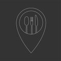 Food destination point. Fast food and take away symbol for location address bar map pointer restaurant, cafe, bistro