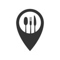 Food destination point. Fast food and take away symbol for location address bar map pointer restaurant, cafe, bistro and