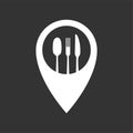 Food destination point. Fast food and take away symbol for location address bar map pointer restaurant, cafe, bistro and