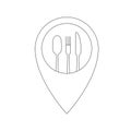 Food destination point. Fast food and take away symbol for location address bar map pointer restaurant, cafe, diner