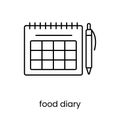 Food diary line icon vector for educational materials about diabetes