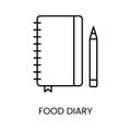 Food diary, vector line icon on diabetes theme for medical applications and websites