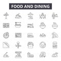 Food and dining line icons, signs, vector set, outline illustration concept