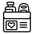 Food donation box icon outline vector. Poverty people Royalty Free Stock Photo