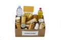 Food in a donation box Royalty Free Stock Photo