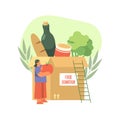 Food donation or meal donates, vector illustration