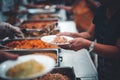 Food donation to help people in hunger relief Royalty Free Stock Photo