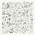 Food doodles collection. Hand drawn vector icons.