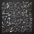 Food doodles collection. Hand drawn vector icons. Freehand drawing Royalty Free Stock Photo