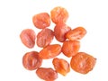 Food dried apricots on a white background.