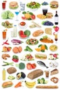 Food and drink collection background fruits vegetables fruit drinks isolated Royalty Free Stock Photo