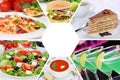 Food and drink collection collage beverages drinks meal meals re Royalty Free Stock Photo