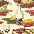 Food and drink cooking seamless pattern