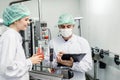 Food and drink factory ISO audit quality control team working, hygiene check and process standard inspection in plant production Royalty Free Stock Photo